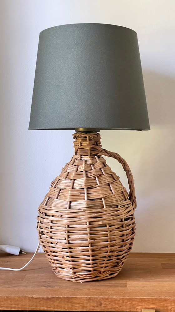 Image 1 of Dame Jeanne vintage rattan lamp