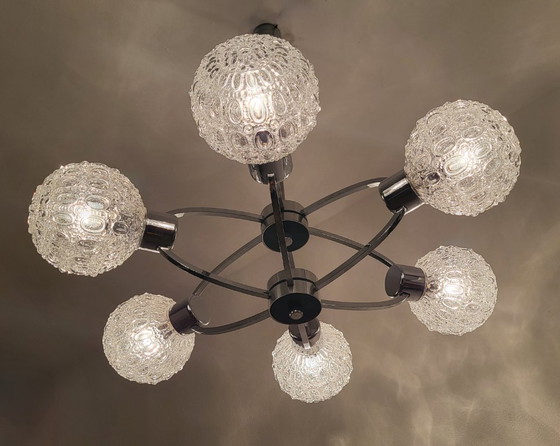 Sputnik lamp, presumably by Richard Essig, 6-light – Chandeliers, Chrome (photo 6 of 10)