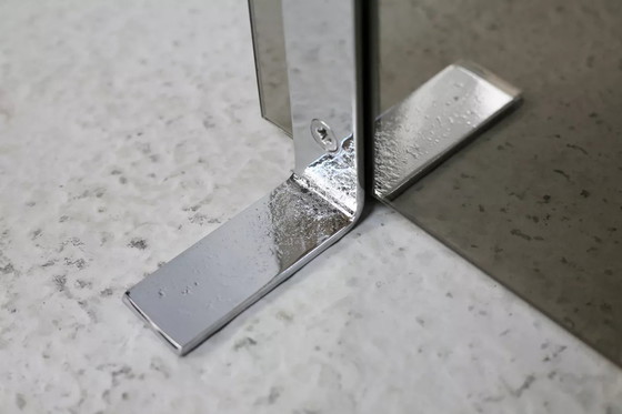 Image 1 of Pare-feu Saint-Gobain, Acier Chromé et Verre Fumé, France