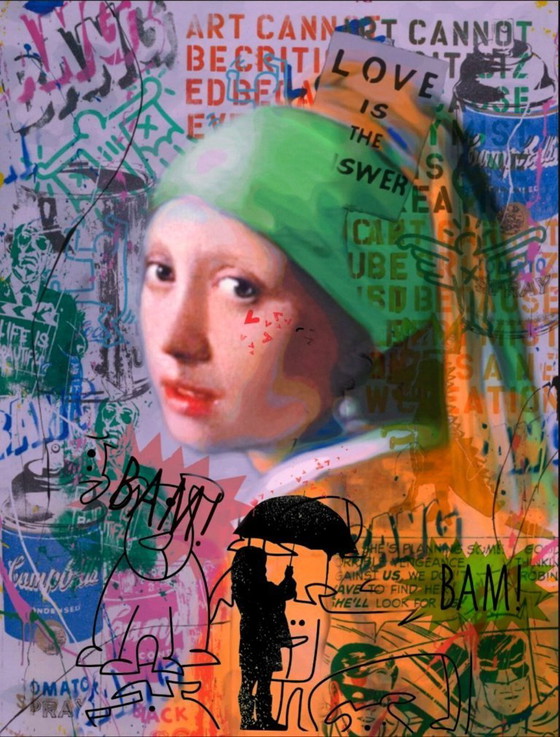 Image 1 of Contemporary Vermeer – Pop Art on acrylic glass, 80 × 100 cm