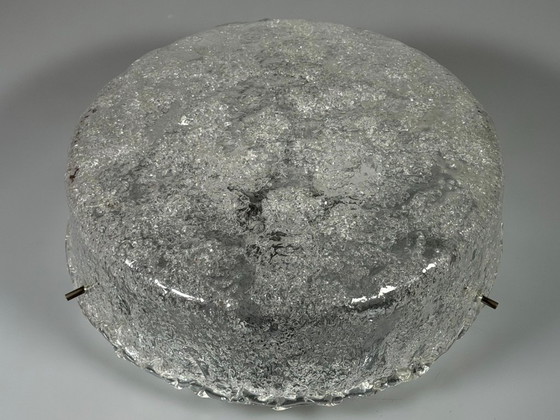 Image 1 of 1960s/70s Lamp, Light, Ceiling Light, Flush Mount Ice Glass, Hillebrand 60s