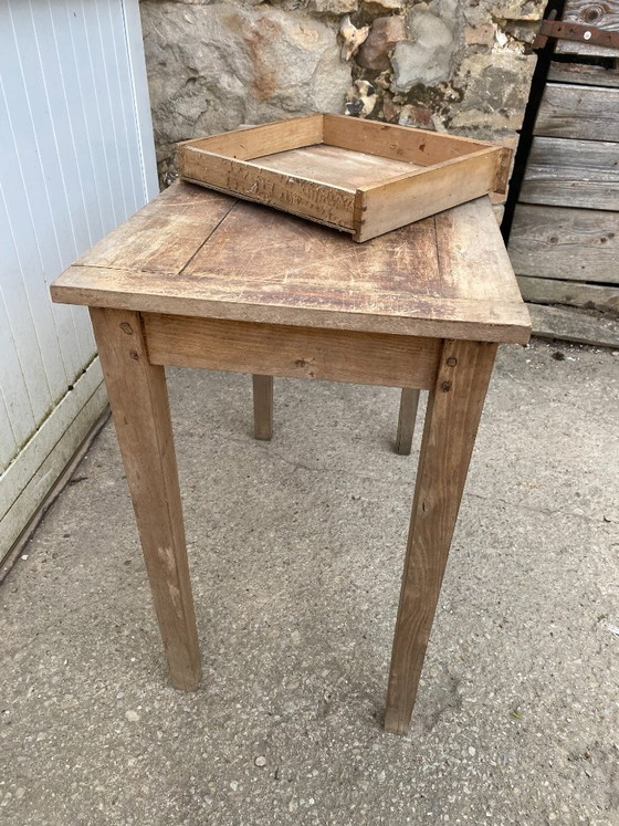 Image 1 of Bureau van massief eikenhout met 1 lade, 80x45 cm