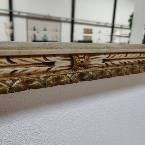 Image 1 of Mesa consola de pared, mesa auxiliar con tapa de mármol y espejo