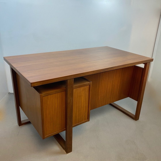 Image 1 of Vintage Bureau, 1960-70, Grand ModèLe, Hout, Leer