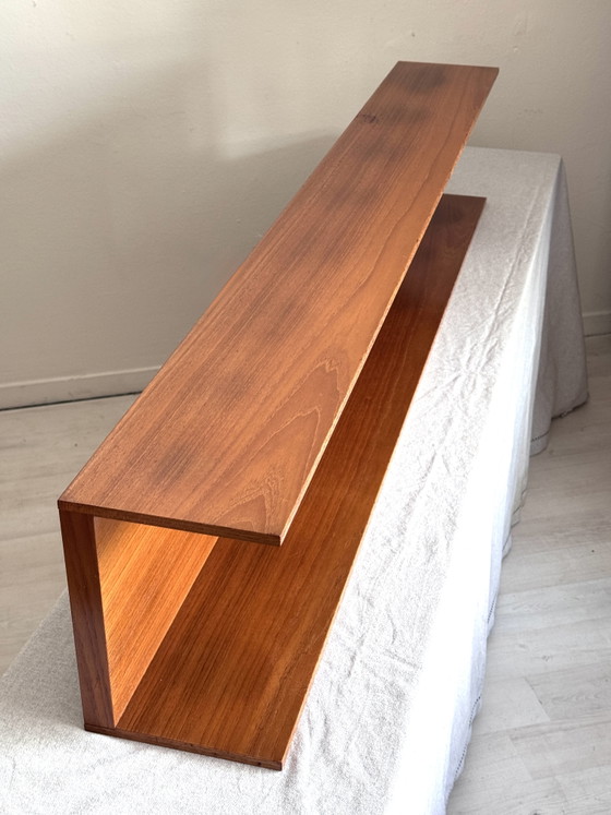 Vintage wall shelf Walter Wirz Wilhelm Renz 1960s, Shelving unit, Wood, Brown (photo 7 of 13)