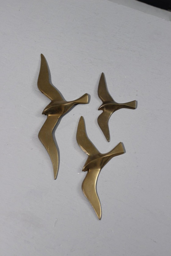 Image 1 of Decorazione da parete sculture d'epoca rondini in ottone design anni '60