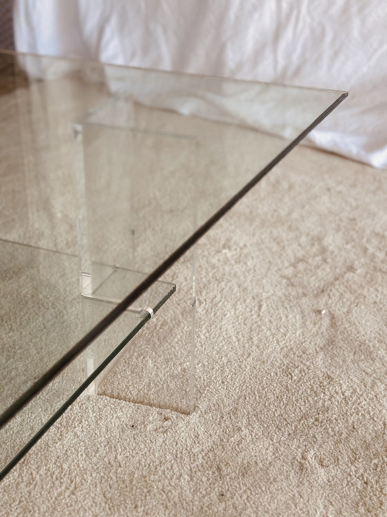 Image 1 of Glass Coffee Table Vintage Design Plexiglass Midcentury