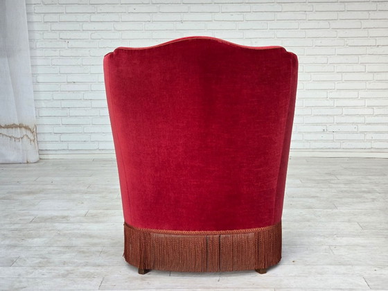 1970er, Dänischer Hochlehner Sessel, Möbelvelours, Eschenholzbeine – Velvet, Wood (photo 8 of 16)