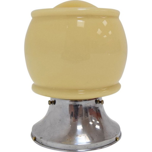 Lampada da soffitto in vetro cromato Art Déco vintage, Cecoslovacchia 1930