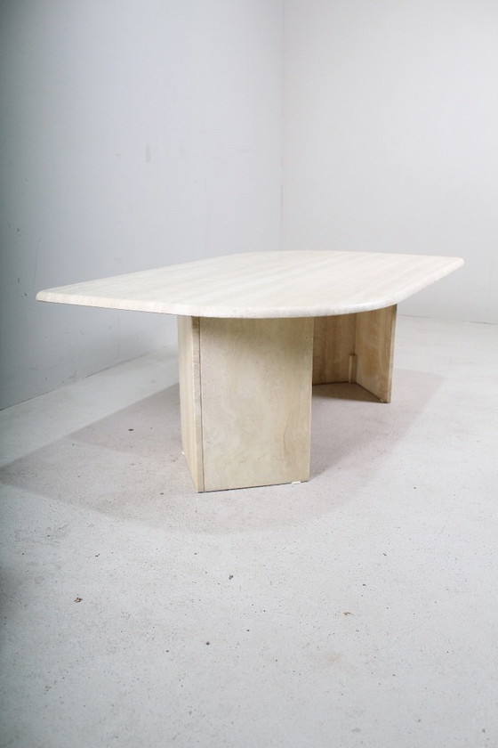 Image 1 of table basse vintage en travertin naturel