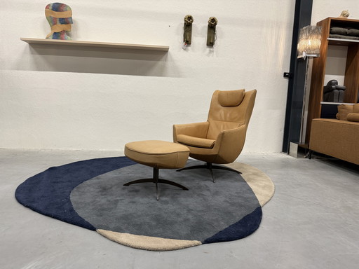 Fauteuil Relax Jori Griffon avec pouf en cuir Lotila