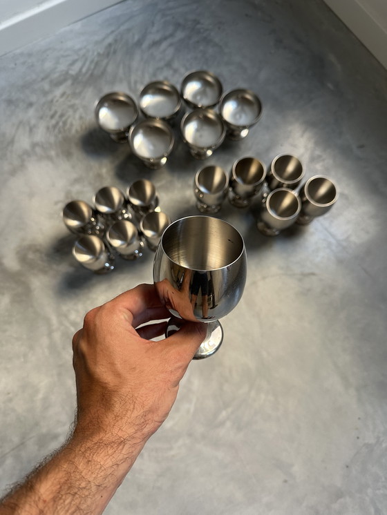 Image 1 of Set van 18 inox bekers – AMC Art Design vintage