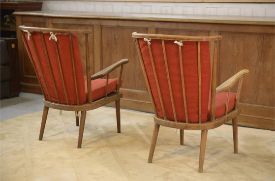 Paire de chaises éventail Baumann années 1960 – Fauteuils, Bois, Vintage (photo 2 of 7)