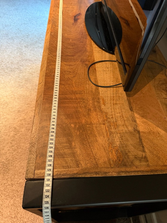 TV-Möbel aus Teakholz und Metall, Beige (Foto 5 von 6)