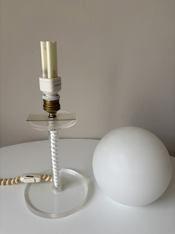 Harco Loor Table Desk Lamp With Perspex Frame & Glass Bowl, 1960s – Table lamps, Plastic (photo 6 of 11)