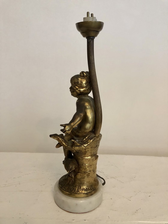 Image 1 of Lampe De Table Style Art Nouveau Signée Lf Moreau