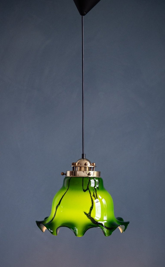 Lámpara colgante de cristal verde de Peill & Putzler – Lámparas colgantes, Glass, Vintage (photo 8 of 9)