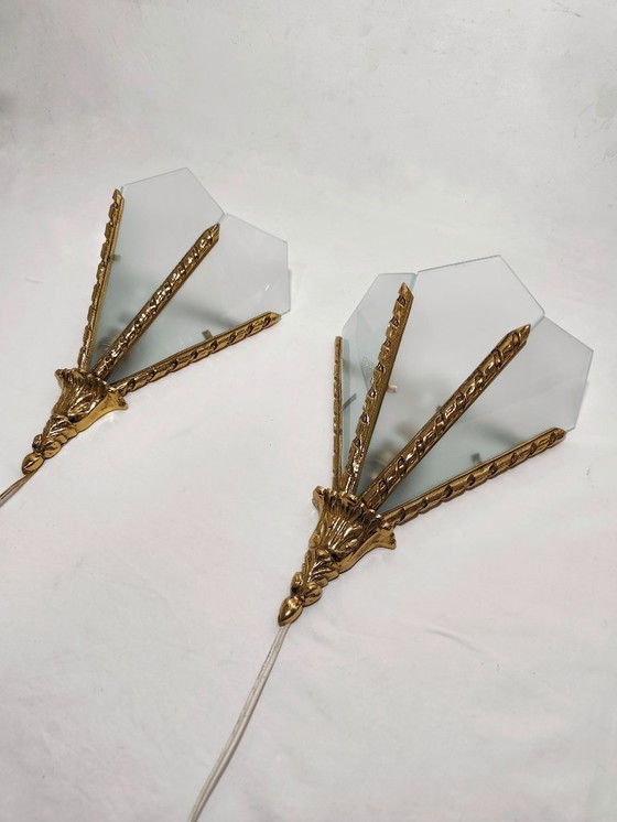 Image 1 of Pair of bronze wall sconces. Spain, 1980s.