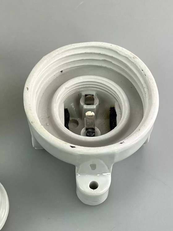 Image 1 of 50s 60s lamp wandlamp kelderlamp keramiek glas Bauhaus design