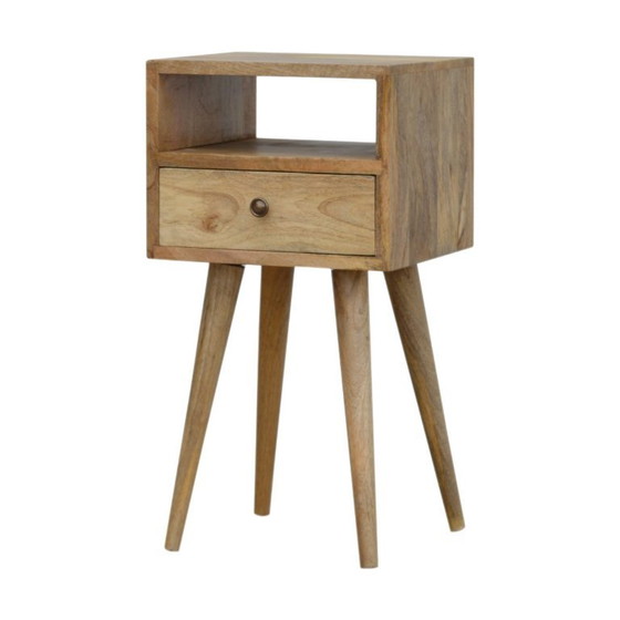 Mini Eichenholz-Optik Nachttisch – Kompaktes Mangoholz mit Schublade – Artisan, Nachttische, Metal, Wood (photo 3 of 10)