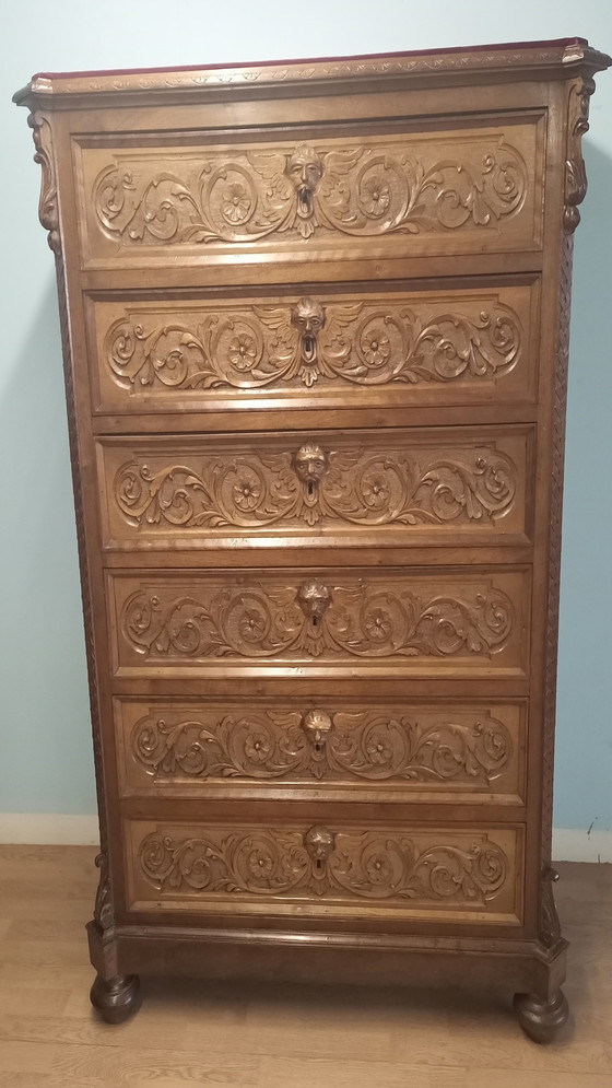 Image 1 of Antique 19Th Century Italian Walnut Chest Of Drawers