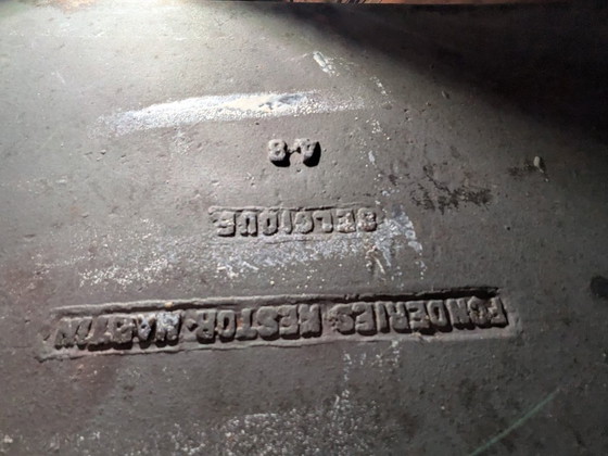 Geëmailleerd Gietijzeren Tafeltje, Art Nouveau – Fonderies Nestor Martin, Bijzettafels, Cast Iron (photo 4 of 5)