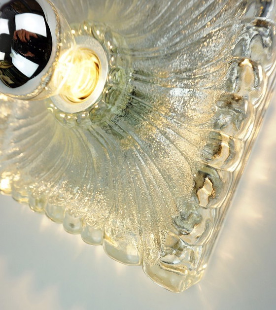 Image 1 of zware ijsglazen WANDLAMP uit het midden van de eeuw, jaren 60, 70 schans hustadt-leuchten