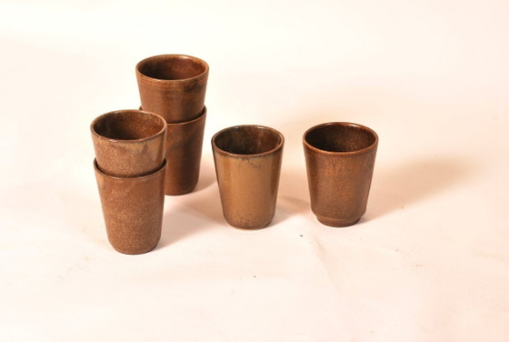 Image 1 of Set aus Gläsern oder Kaffeetassen aus Digoin-Steinzeug im böhmischen Stil