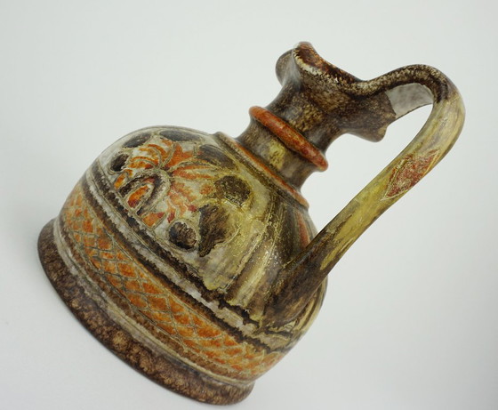 Image 1 of Vase/pichet en céramique italienne du milieu du XXe siècle, modèle Italica Ars 1680/16, brun et orange