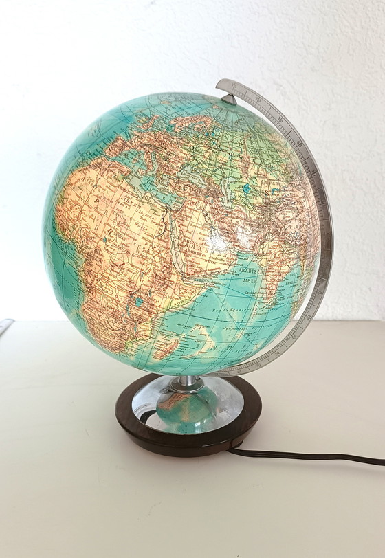 Image 1 of Columbus Verlag Globe mondial des années 50 en verre avec éclairage