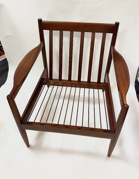 Image 1 of Original 1950s armchair from Denmark – teak wood & black Skai leather * Mid-Century * Vintage