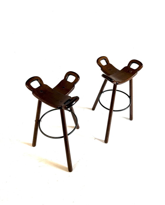 Image 1 of Set aus 2 brutalistischen Barhockern im Stil „Marbella“ aus den 60er Jahren