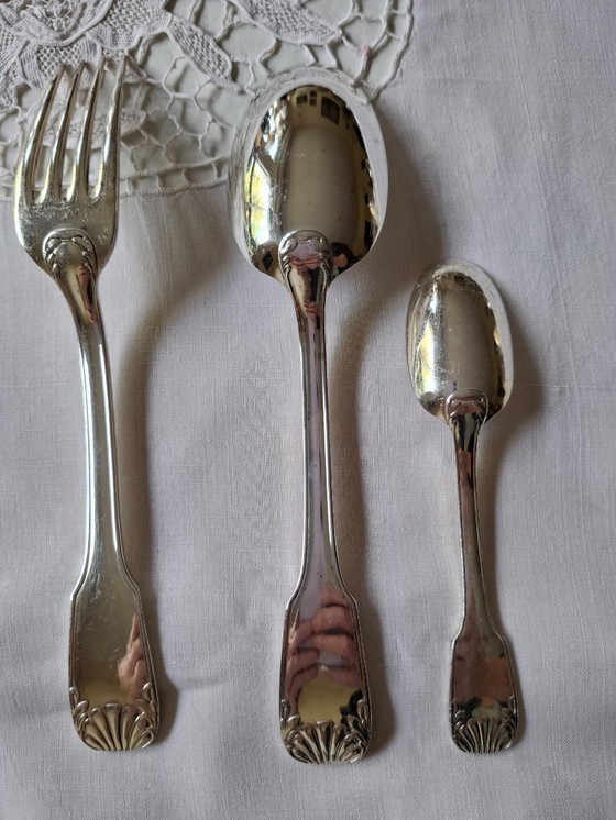 Image 1 of Juego de cubiertos plateados, modelo Coquille/Vendôme, 37 piezas