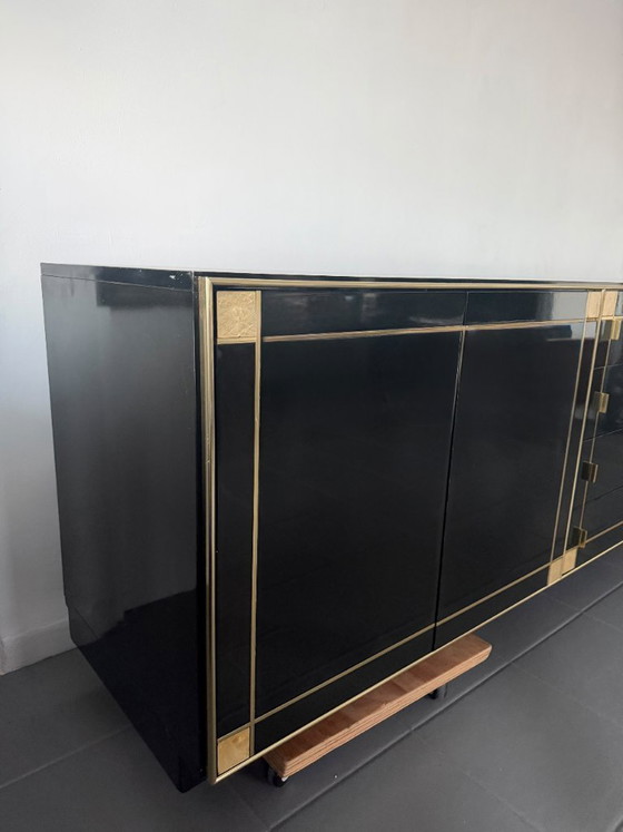Pierre Cardin Sideboard With Brass Black Lacquered Shell Inlays, 1980 – Wood (photo 61 of 64)