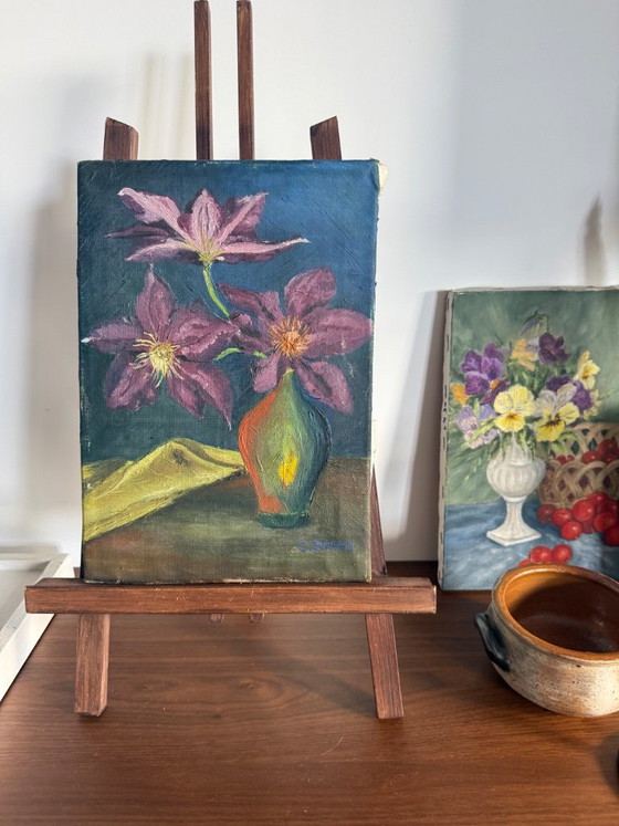 Antiek olieverfschilderij op canvas (1961) – Schilderijen & Tekeningen, Wood (photo 6 of 9)