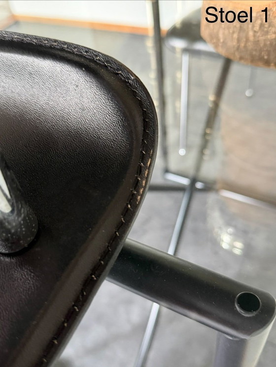 Fasem - Gualtierotti/Vegni - 4 sedie da pranzo in pelle nera – Leather, Metal (photo 6 of 13)