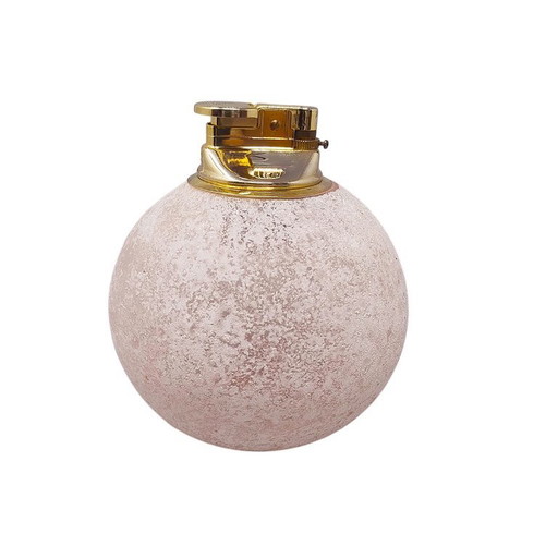 1960s Stunning Table Lighter in Murano Frosted Glass by Paolo Traversi. Made in Italy