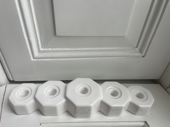 Image 1 of 2 vintage geometric Gouda candlesticks