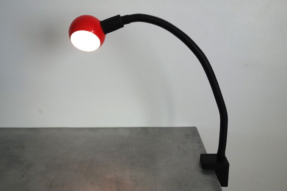 Image 1 of Vintage black and red clip-on desk lamp