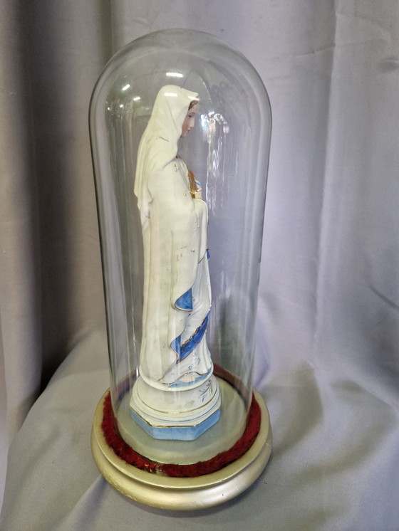 Image 1 of Mary statue with bell jar