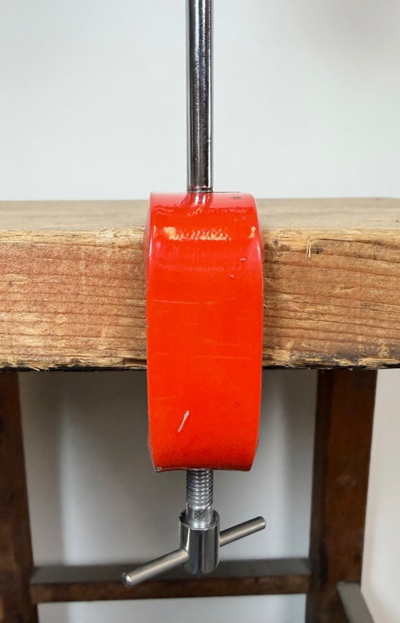Vintage Red Table Lamp by Josef Hůrka for Lidokov, 1960s – Iron, Chrome (photo 17 of 21)