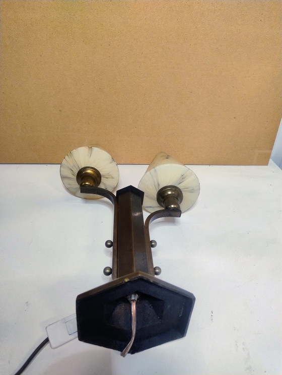 Lampe Vintage Art-Déco – Metal, Glass (photo 5 of 6)