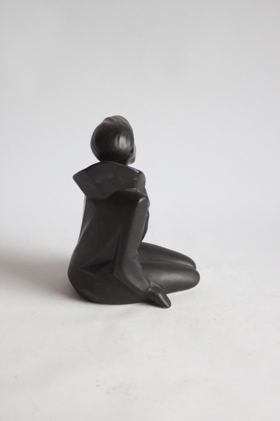 Image 1 of Statue New Wave en céramique noire, années 1980