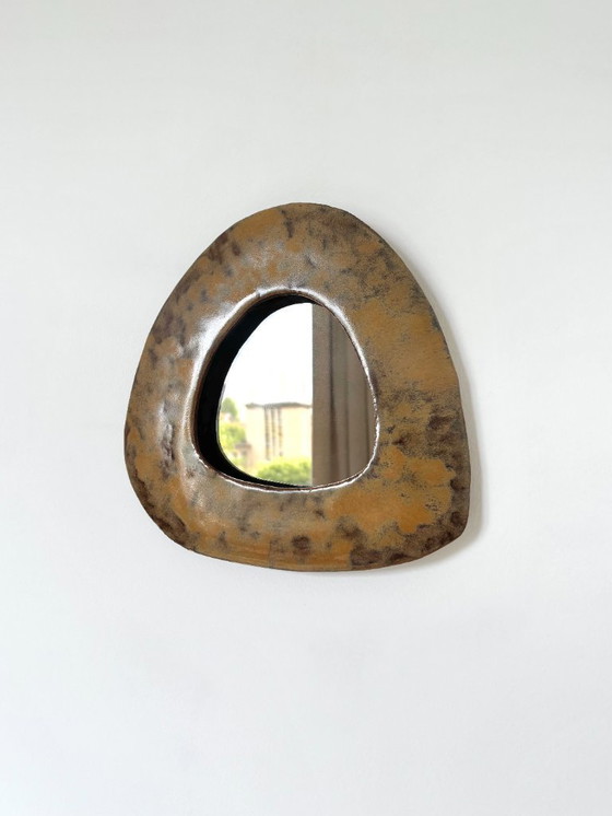 Image 1 of Franse hedendaagse keramische spiegel, "Triangolo" van Renzo Maar