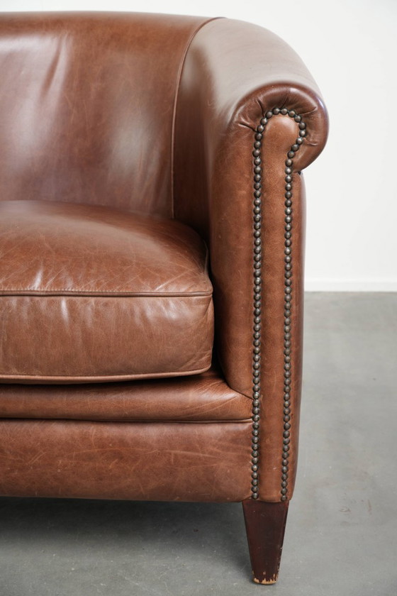 Cognacfarbener Club-Sessel im englischen Stil aus Rindsleder in gutem Zustand – Leather (photo 9 of 11)