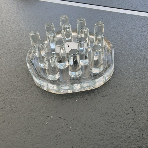Glas design kandelaar of theelicht. Jaren 70.