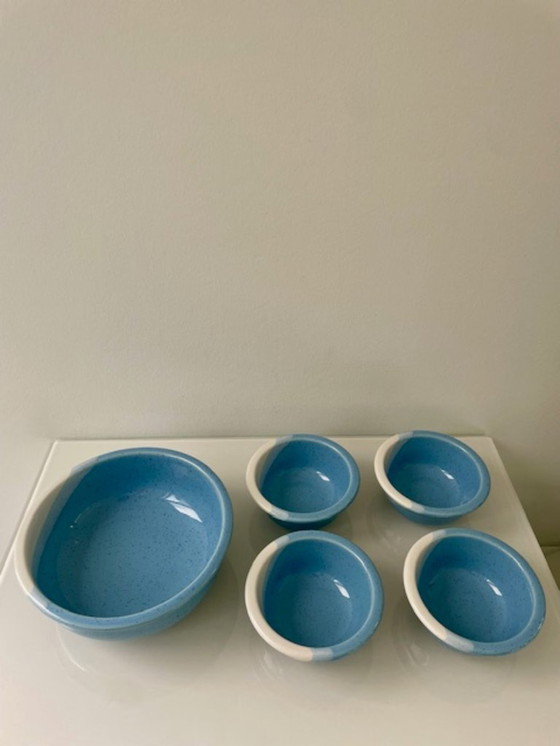 Image 1 of Kultakeramiikka Finland tray set blue/white (5-piece)