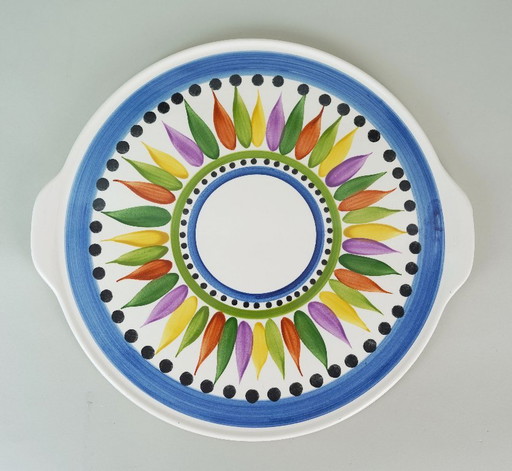 Rare 1950s Cake Plate Villeroy & Boch Hand Painted Decor 'Karla' – servies, Ceramic