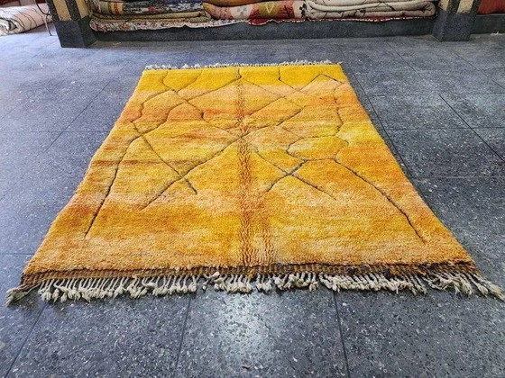 Grande tappeto berbero marocchino 300 × 200 cm – giallo ocra, motivo geometrico – Tappeti, Lana, Cotone (photo 2 of 9)