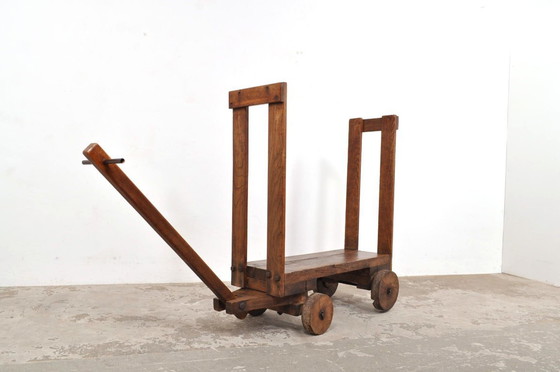 Image 1 of Antieke eiken transportkar eind 19de eeuw